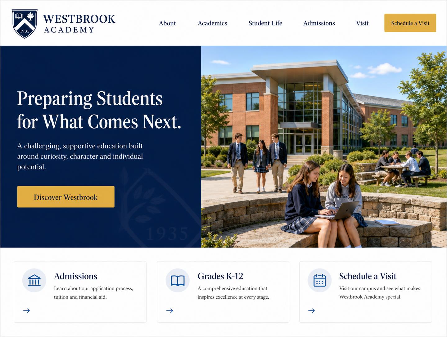Website design for Westbrook Academy